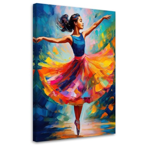 Obraz na płótnie, Baletnica Taniec Kolorowy - 40x60 Obraz na płótnie, Baletnica Taniec Kolorowy - 40x60
