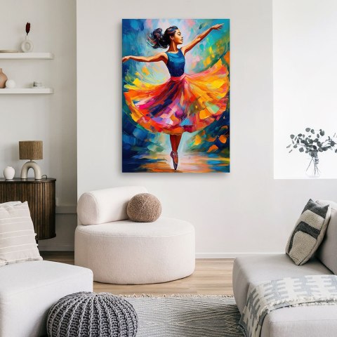 Obraz na płótnie, Baletnica Taniec Kolorowy - 80x120 Obraz na płótnie, Baletnica Taniec Kolorowy - 80x120
