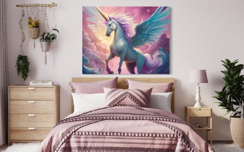 Obraz na płótnie, Kolorowy jednorożec - 60x40 Obraz na płótnie, Kolorowy jednorożec - 60x40