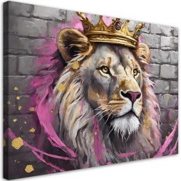 Obraz na płótnie, Król Lew Różowy - 90x60