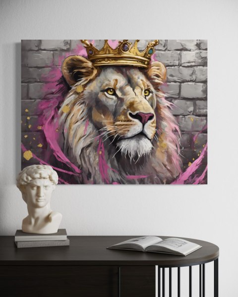 Obraz na płótnie, Król Lew Różowy - 90x60 Obraz na płótnie, Król Lew Różowy - 90x60