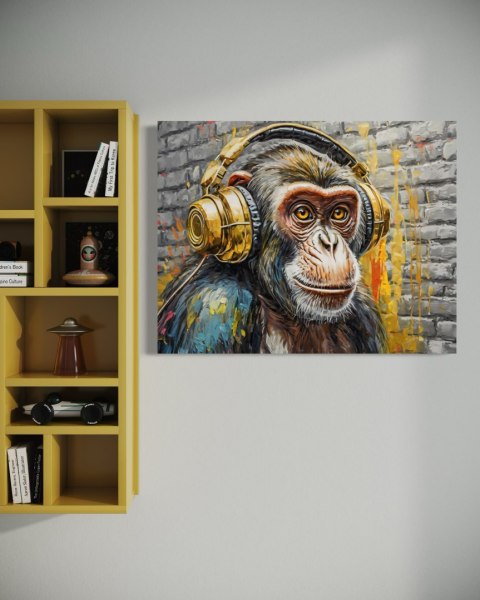 Obraz na płótnie, Małpa Dj - 60x40 Obraz na płótnie, Małpa Dj - 60x40