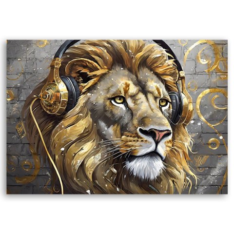 Obraz na płótnie, Muzyka Lew Zwierzęta - 120x80 Obraz na płótnie, Muzyka Lew Zwierzęta - 120x80