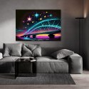 Obraz na płótnie, Neonowa architektura mostu - 60x40