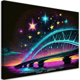 Obraz na płótnie, Neonowa architektura mostu - 90x60