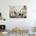 Obrazy dla dzieci, Misie Pandy w kwiatach - 60x40