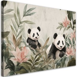 Obrazy dla dzieci, Misie Pandy w kwiatach - 90x60