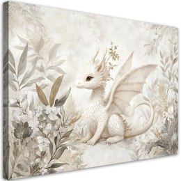 Obrazy dla dzieci do pokoju, Mały Smok Kwiaty Rośłiny - 120x80