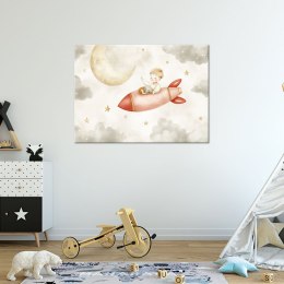 Obrazy do pokoju chłopca, Rakieta w chmurach kosmosie - 120x80