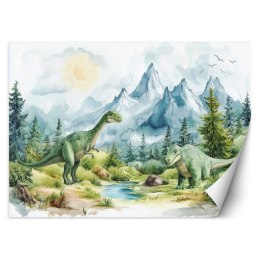 Fototapeta dla chłopca, Dinozaury Prehistoryczne Gady Pejzaż Zielony - 100x70