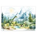 Fototapeta dla chłopca, Dinozaury Prehistoryczne Gady Pejzaż Zielony - 350x245