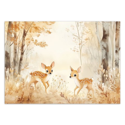 Fototapeta dla dzieci, Jelonki Zwierzęta w lesie Beżowy - 200x140 Fototapeta dla dzieci, Jelonki Zwierzęta w lesie Beżowy - 200x140