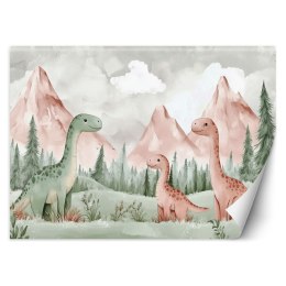 Fototapeta dla dzieci do pokoju, Dinozaury Góry Las Zielony - 100x70