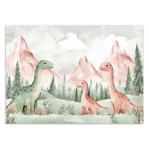 Fototapeta dla dzieci do pokoju, Dinozaury Góry Las Zielony - 200x140 Fototapeta dla dzieci do pokoju, Dinozaury Góry Las Zielony - 200x140