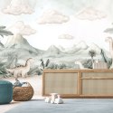 Fototapeta dla dzieci do pokoju, Dinozaury Jurajski świat w pastelach - 250x175