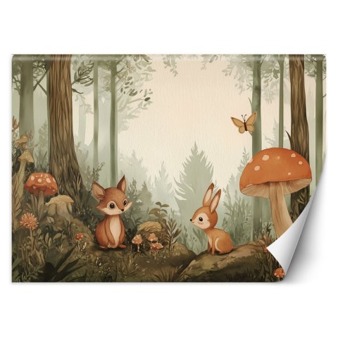 Fototapeta do pokoju dziecięcego, Leśne Zwierzęta Natura Beżowy - 100x70 Fototapeta do pokoju dziecięcego, Leśne Zwierzęta Natura Beżowy - 100x70