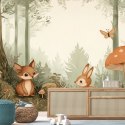 Fototapeta do pokoju dziecięcego, Leśne Zwierzęta Natura Beżowy - 350x245