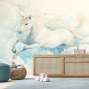 Fototapeta do pokoju dziecka, Jednorożec w błękitnych chmurach - 400x280