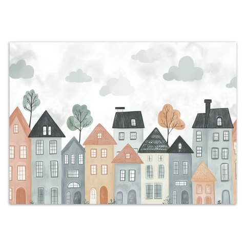 Fototapeta do pokoju dziecka, Kolorowe domy miasto - 150x105 Fototapeta do pokoju dziecka, Kolorowe domy miasto - 150x105