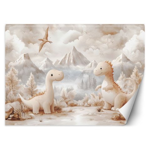 Fototapeta do pokoju dziecka, Urocze małe Dinozaury Krajobraz Beżowy - 100x70