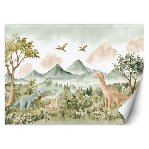 Fototapety do pokoju dziecięcego, Wesołe Dinozaury Pejzaż górski - 200x140 Fototapety do pokoju dziecięcego, Wesołe Dinozaury Pejzaż górski - 200x140