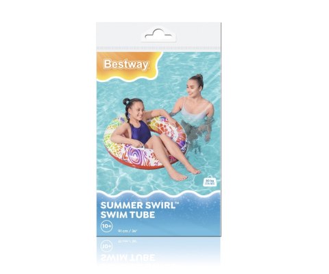Bestway 36084 Koło do pływania z uchwytami Zawijasy Czerwono-Żółte 91cm Bestway 36084 Koło do pływania z uchwytami Zawijasy Czerwono-Żółte 91cm