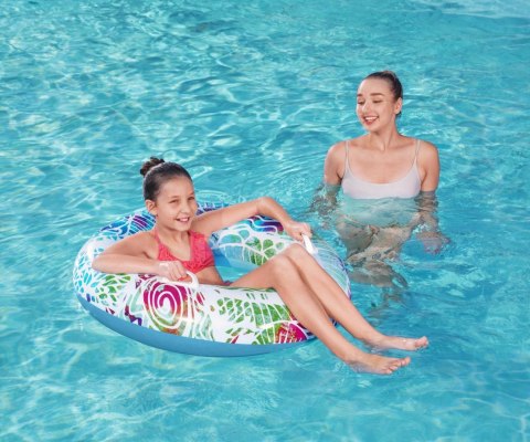 Bestway 36084 Koło do pływania z uchwytami Zawijasy Zielono-Niebieskie 91cm Bestway 36084 Koło do pływania z uchwytami Zawijasy Zielono-Niebieskie 91cm