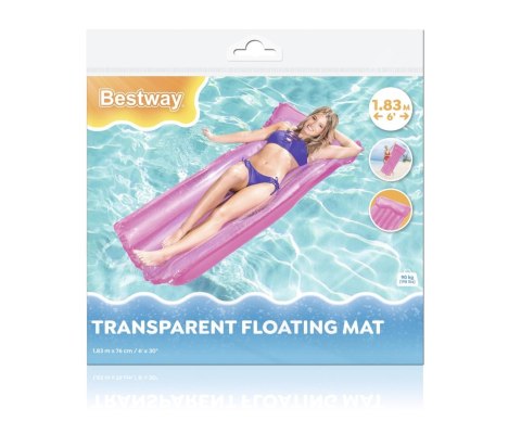 Bestway 44013 Dmuchany materac plażowy Przezroczysty Różowy 1.83m x 76cm Bestway 44013 Dmuchany materac plażowy Przezroczysty Różowy 1.83m x 76cm
