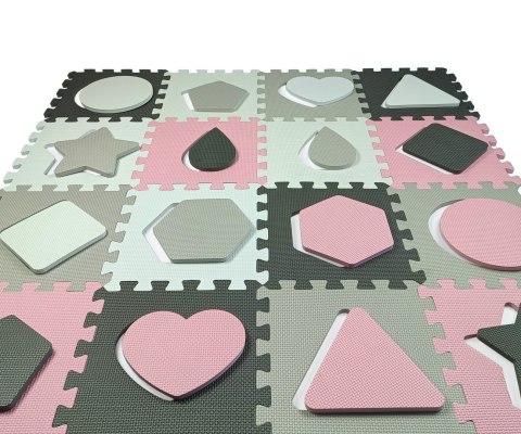 Mata piankowa puzzle Jolly 4x4 Shapes - Pink Grey Mata piankowa puzzle Jolly 4x4 Shapes - Pink Grey