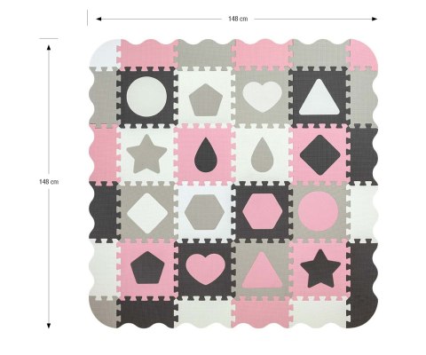 Mata piankowa puzzle Jolly 4x4 Shapes - Pink Grey Mata piankowa puzzle Jolly 4x4 Shapes - Pink Grey