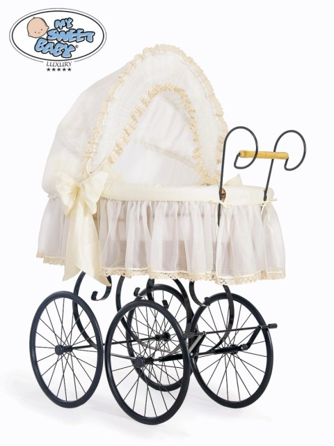 Kosz Mojżesza Retro Elisa - Naturalny + kremowa pościel z koronką Kosz Mojżesza Retro Elisa - Naturalny + kremowa pościel z koronką
