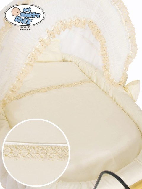 Kosz Mojżesza Retro Elisa - Naturalny + kremowa pościel z koronką Kosz Mojżesza Retro Elisa - Naturalny + kremowa pościel z koronką