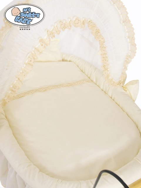 Kosz Mojżesza Retro Elisa - Naturalny + kremowa pościel z koronką Kosz Mojżesza Retro Elisa - Naturalny + kremowa pościel z koronką