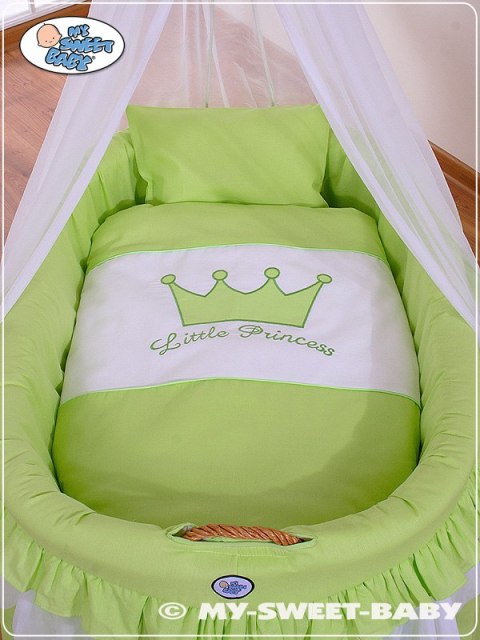 Kosz Mojżesza wiklinowy z baldachimem- Little Princess zielony Kosz Mojżesza wiklinowy z baldachimem- Little Princess zielony