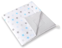 Namiot TIPI dla dzieci + mata + poduszki + zawieszki pióra - Gwiazdy niebiesko-szare/szary