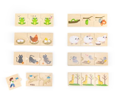 Viga 44751 Zestaw puzzli z sekwencjami logicznymi - przyroda i zwierzęta Viga 44751 Zestaw puzzli z sekwencjami logicznymi - przyroda i zwierzęta