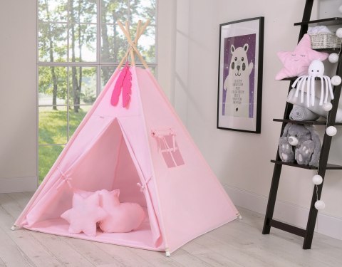 Namiot Tipi dla dzieci + zawieszki pióra - różowy Namiot Tipi dla dzieci + zawieszki pióra - różowy