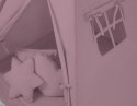 Namiot TIPI dla dzieci + mata + poduszki + zawieszki pióra - róż retro