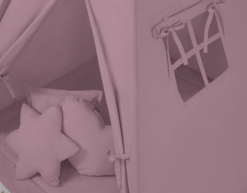 Namiot TIPI dla dzieci + mata + poduszki + zawieszki pióra - róż retro Namiot TIPI dla dzieci + mata + poduszki + zawieszki pióra - róż retro