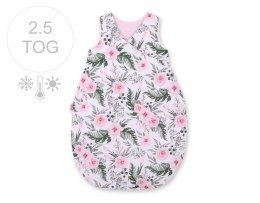 Śpiworek niemowlęcy całoroczny ocieplany 75 cm- peonie różowe