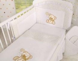 Komplet pościeli dla dzieci 135x100cm z ochraniaczem 3-cz Miś z kokardką biały