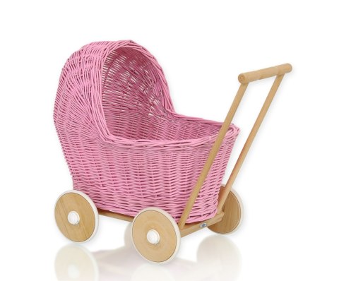 Wiklinowy wózek dla lalek pchacz - pink Wiklinowy wózek dla lalek pchacz - pink