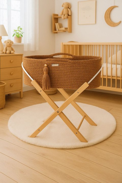 Kosz Mojżesza BOHO Handmade ze stojakiem - caramel Kosz Mojżesza BOHO Handmade ze stojakiem - caramel