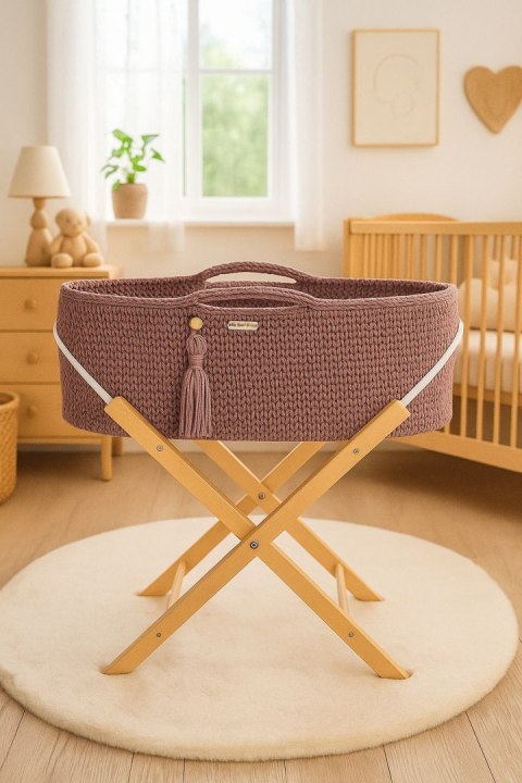 Kosz Mojżesza BOHO Handmade ze stojakiem - mauve Kosz Mojżesza BOHO Handmade ze stojakiem - mauve