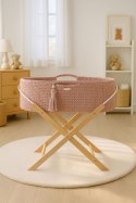 Kosz Mojżesza BOHO Handmade ze stojakiem - pastel pink