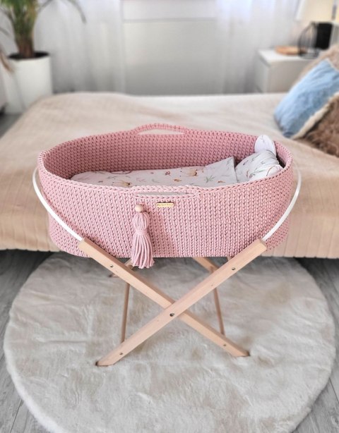 Kosz Mojżesza BOHO Handmade ze stojakiem - pastel pink Kosz Mojżesza BOHO Handmade ze stojakiem - pastel pink