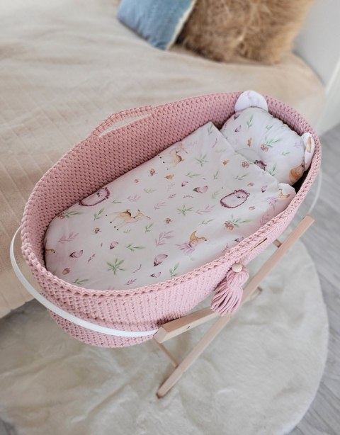 Kosz Mojżesza BOHO bawełniany Handmade z materacykiem - pastel pink Kosz Mojżesza BOHO bawełniany Handmade z materacykiem - pastel pink