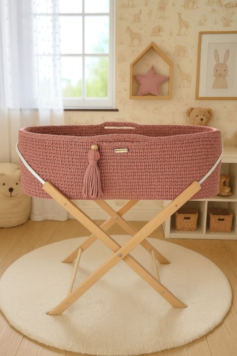 Kosz Mojżesza BOHO Handmade ze stojakiem blush Kosz Mojżesza BOHO Handmade ze stojakiem blush