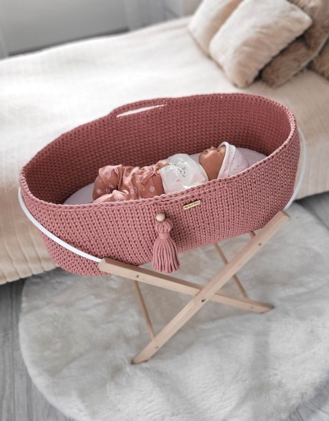 Kosz Mojżesza BOHO Handmade ze stojakiem blush Kosz Mojżesza BOHO Handmade ze stojakiem blush