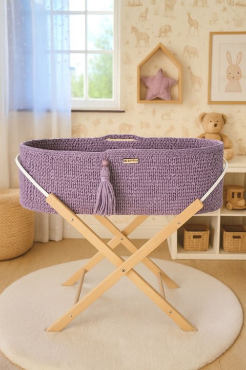 Kosz Mojżesza BOHO Handmade ze stojakiem lila Kosz Mojżesza BOHO Handmade ze stojakiem lila